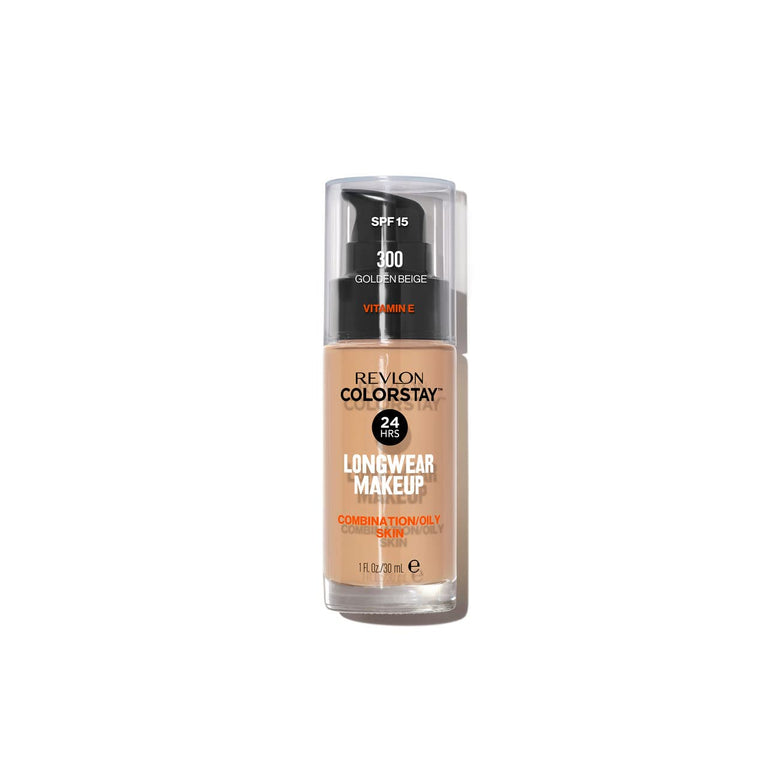 Revlon Colorstay SPF 15 Liquid Makeup for Oily/Combination Skin, Medium-Full Coverage with Matte Finish, Golden Beige (300), 30 ml