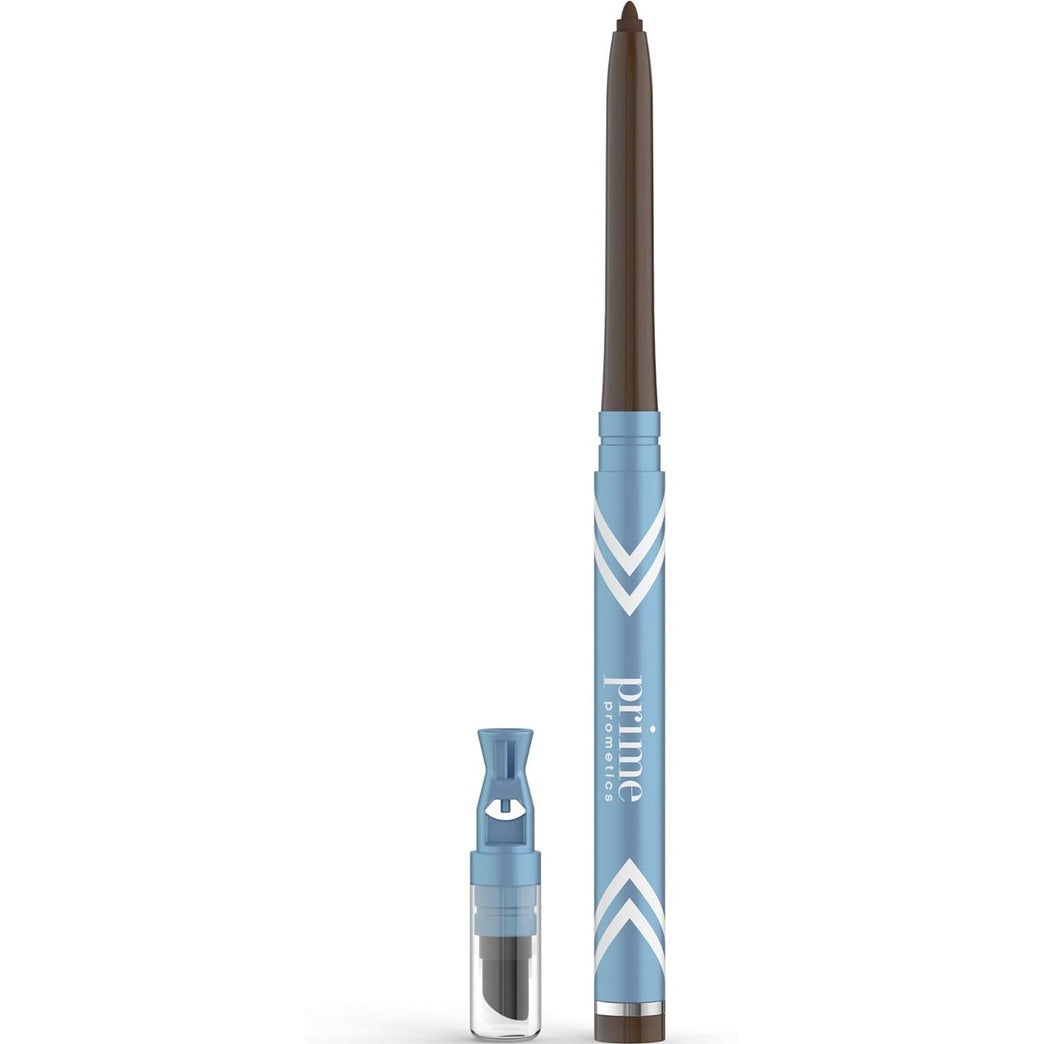 PrimeEyes Glide Eyeliner by Prime Prometics – Waterproof, Long-Lasting, and No-Smudge Formula for Mature Skin - Includes Discreet Sharpener and Smudger – Available in Wood (Brown) Shade