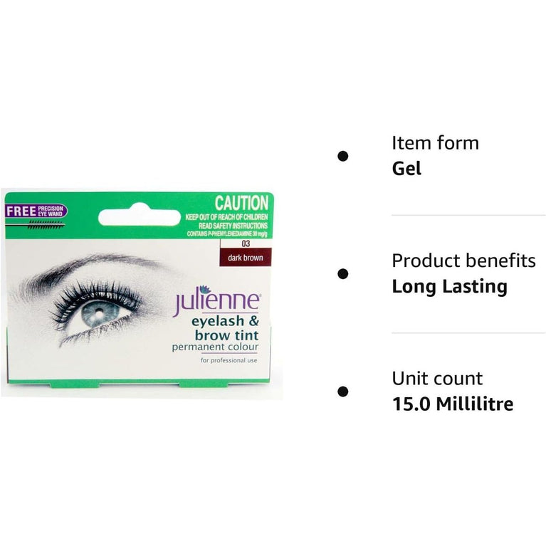 Julienne Dark Brown 03 Eyelash and Eyebrow Long-Lasting Colour Tint - 15ml