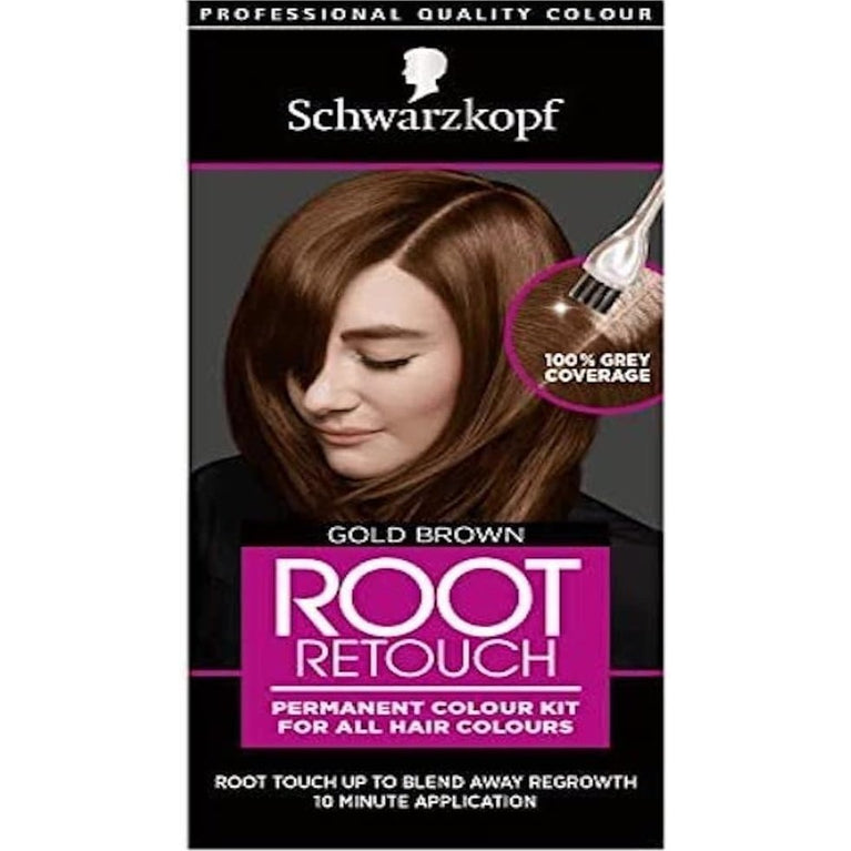 Schwarzkopf Root Retouch Permanent Root Concealer Brown Hair Dye, Ideal for Touching Up Grey Root Regrowth, Ammonia Free, Gold Brown