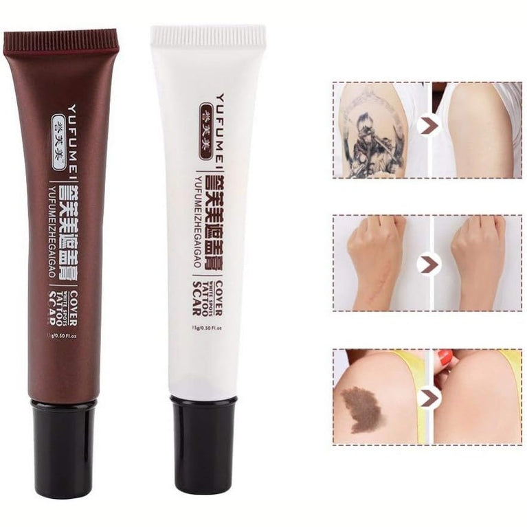 Professional Camouflage Concealer Cream: Waterproof Tattoo and Scar Cover Up Makeup for Skin Blemishes and Birthmarks (Classic Tattoo Concealer)