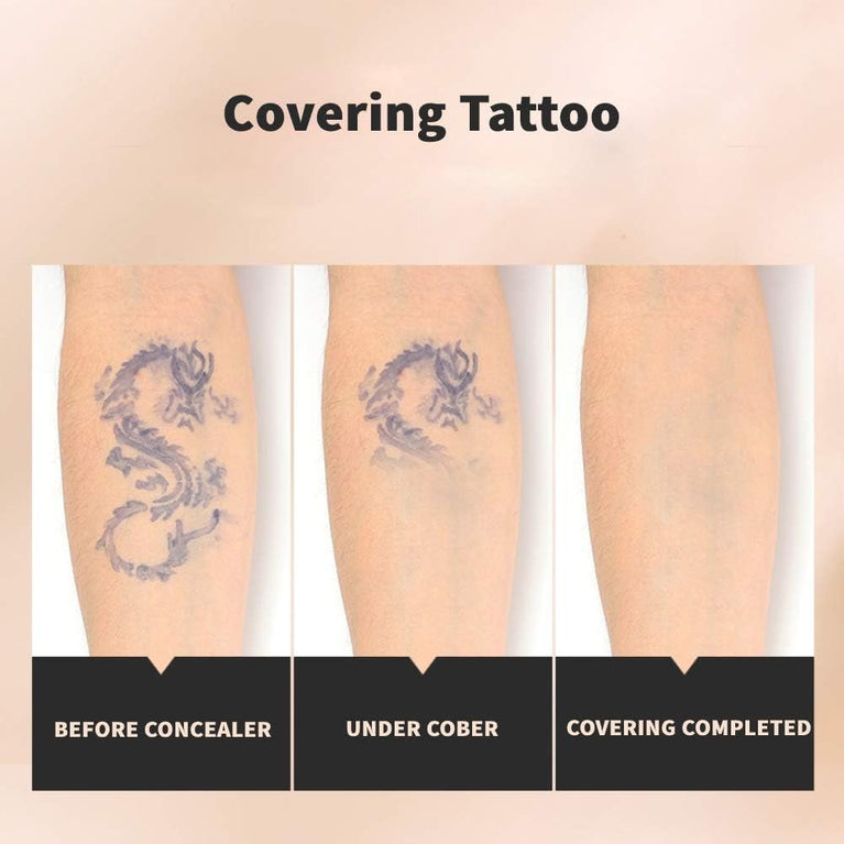 Fast-Acting Waterproof Tattoo and Scar Concealer Kit - Long-Lasting Coverage Makeup Cream Set, Suitable for Facial & Body Use, Contains Natural Extracts - Perfect for Hiding Spots, Birthmarks and Bruises