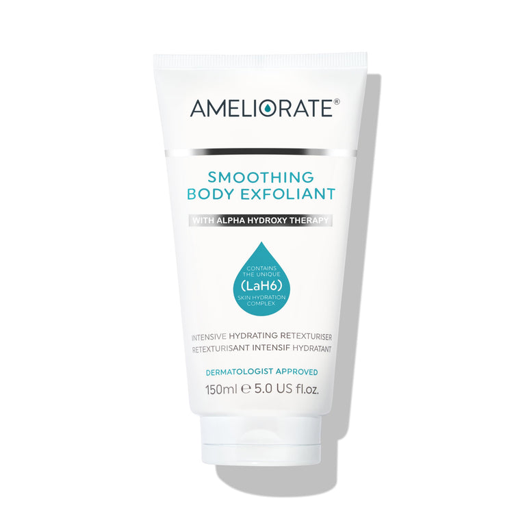 AMELIORATE Smoothing Body Exfoliant 150ml | Suitable for KP, Normal and Dry Skin | Softens Skin with Lasting Hydration for up to 8 hours | Dermatologist Approved and Clinically Proven