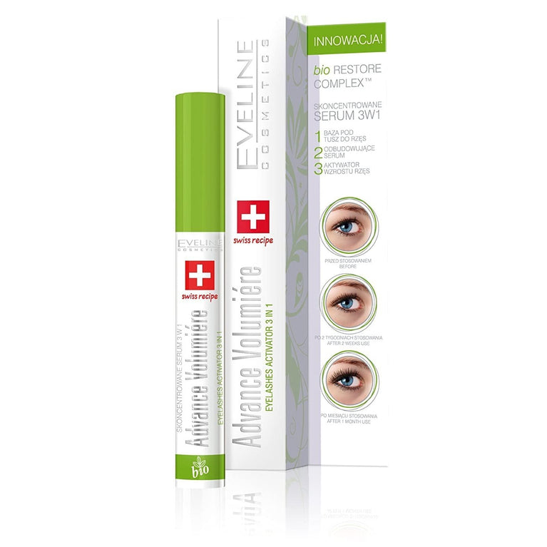 Eveline Cosmetics 3-in-1 Advanced Eyelash Growth, Strengthening and Thickening Serum with Hyaluronic Acid | 10ml