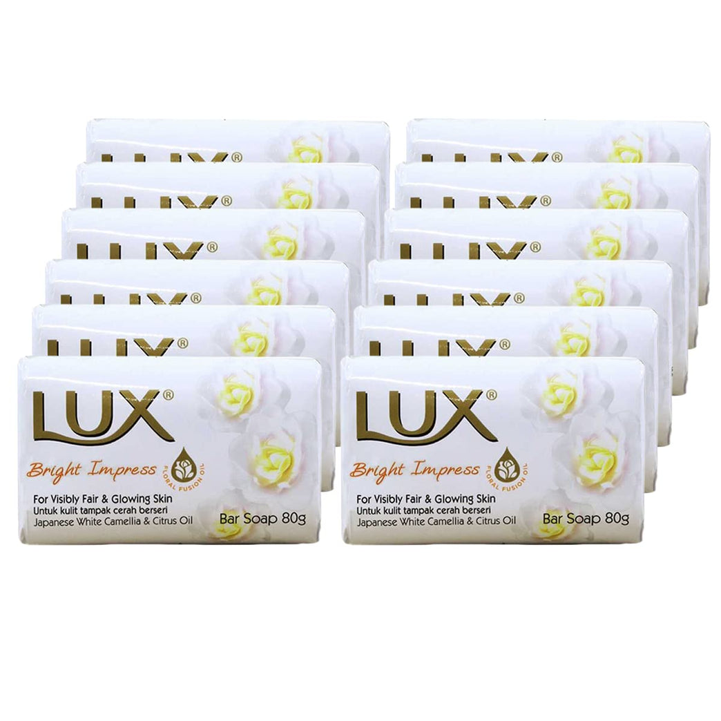 Lux Bright Impress Soap Bar 80g (12-Pack) with Japanese White Camellia and Citrus Oil