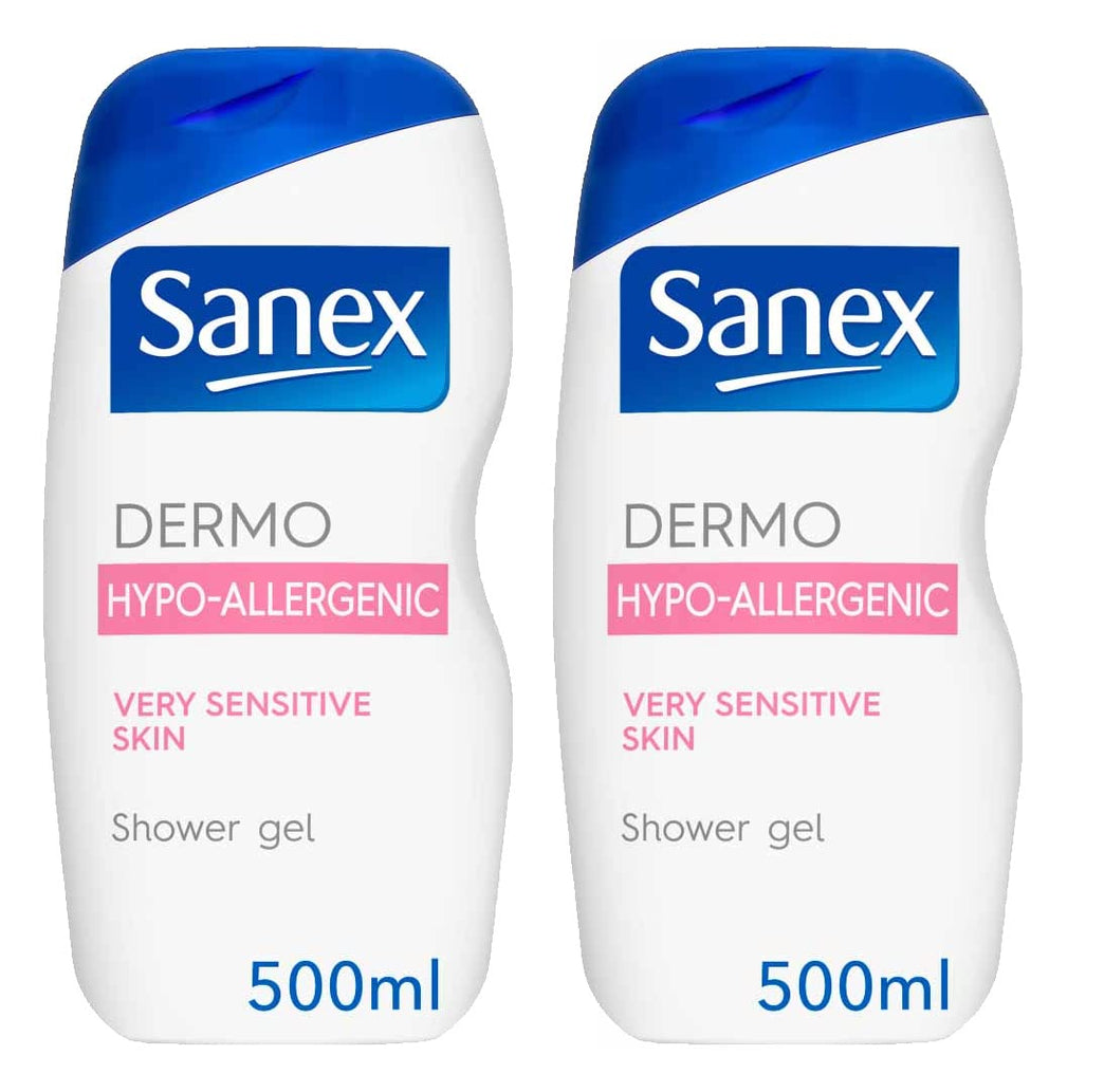 Sanex Dermo Hypoallergenic Bath and Shower Gel 500ml - Pack of 2