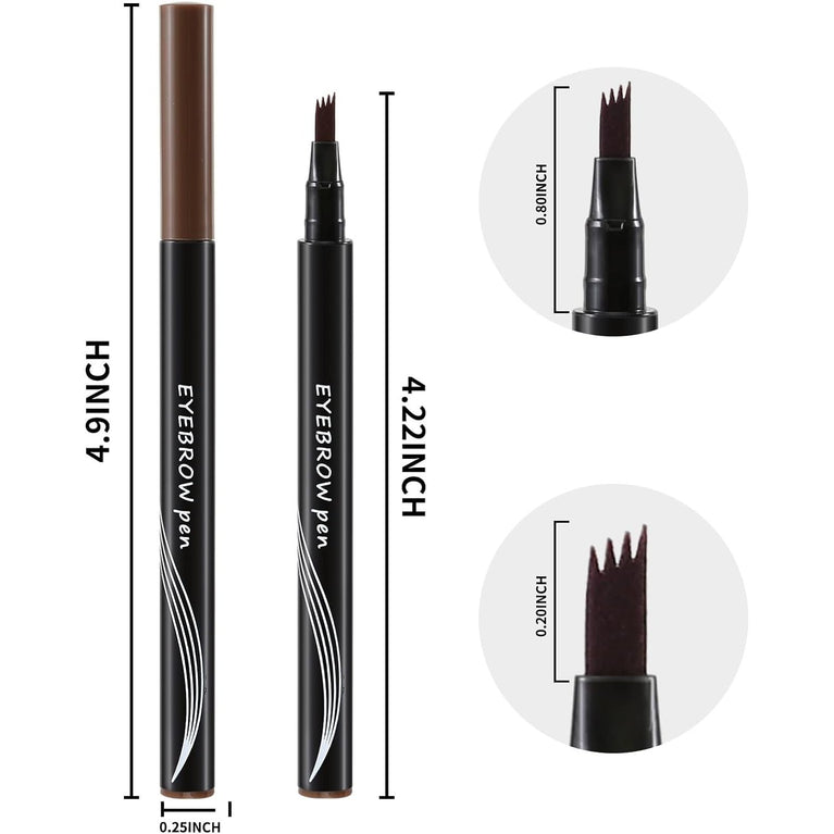 Boobeen 4-Point Micro Shaping Waterproof Eyebrow Pencil - Natural Look, Long Lasting, Liquid Eyebrow Fork Tip Pen for 3D Hair-Like Strokes