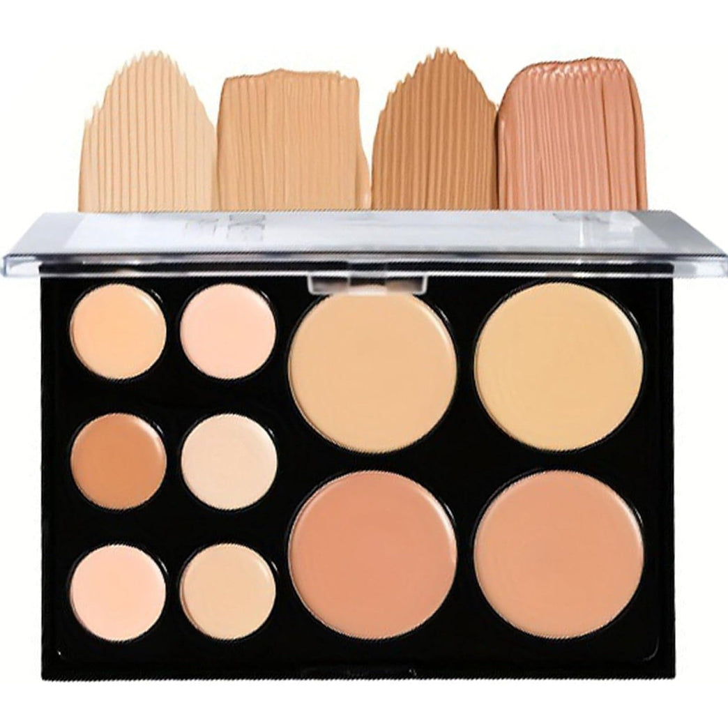 24-Hour Longwear Professional Concealer Palette with 10 Versatile Shades for Flawless Skin Coverage