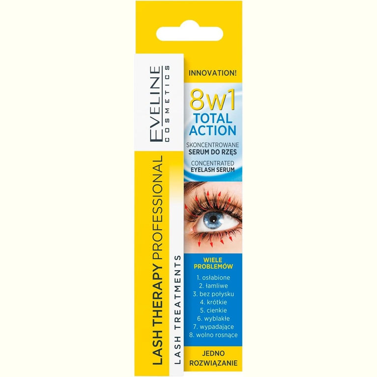 Eveline Cosmetics 8in1 Eyelash Amplifier Serum | 10 ML | Argan Oil and Hyaluronic Acid Infused Lash Strengthener | Promotes Growth and Volume | Perfect Mascara Base with 30-Day Money Back Guarantee