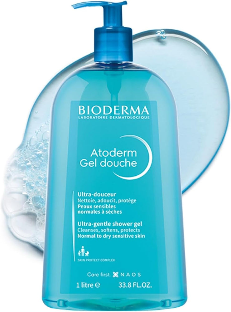 Bioderma Atoderm Shower Gel - Gentle Cleansing Body Wash for Dry & Sensitive Skin - 1L