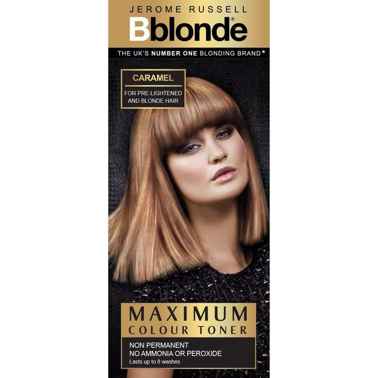 Jerome Russell Bblonde Caramel Maximum Blonde Toner – Non-Permanent Hair Toner for Pre-Lightened & Blonde Hair Colour, Hair Dye with No Ammonia or Peroxide, Lasts 8 Washes, 75ml