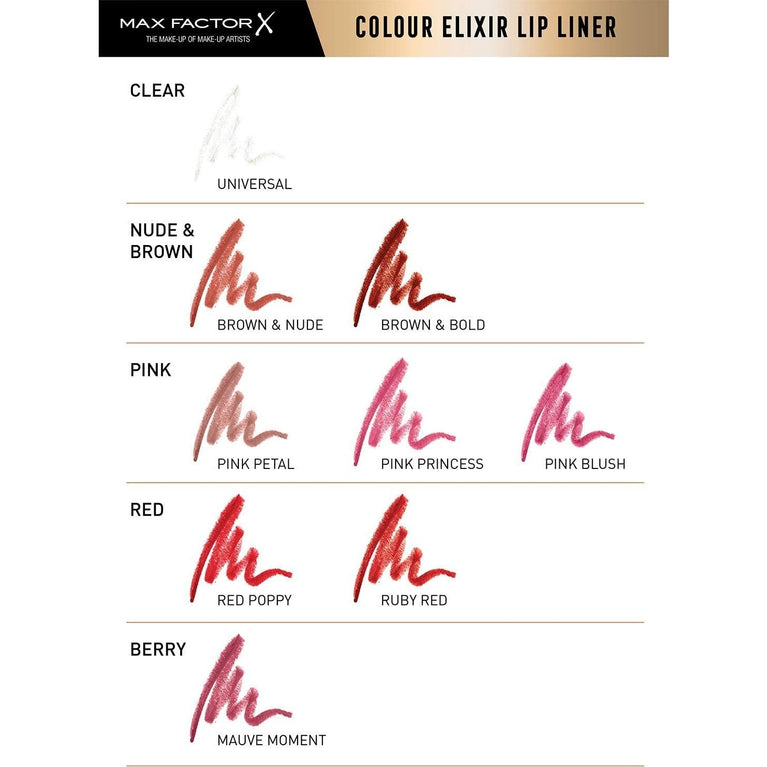 Max Factor Colour Elixir Soft Lip Liner, Moisturising Mauve Moment Shade, 1.2 g