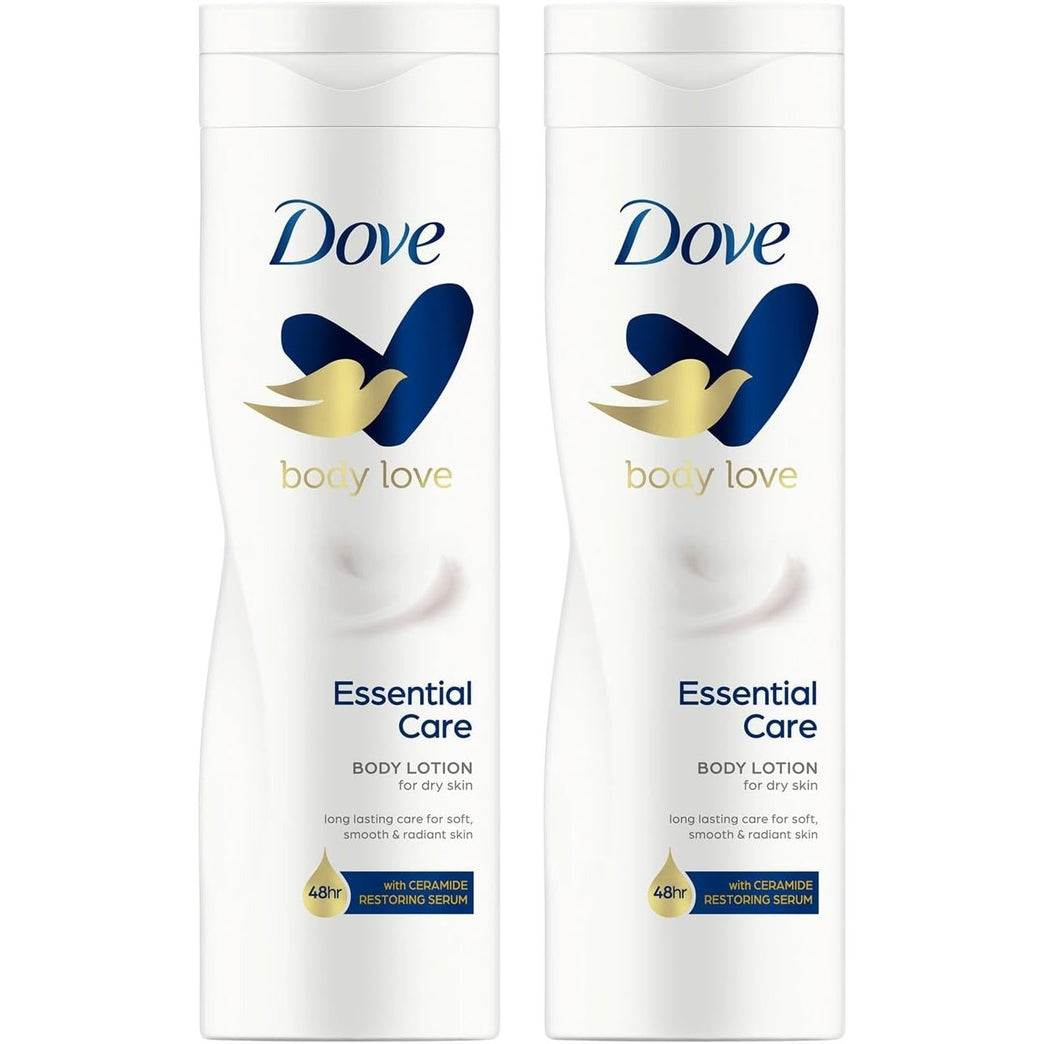 Dove Essential Nourishment Body Lotion for Dry Skin - Pack of 2 (250ml each)