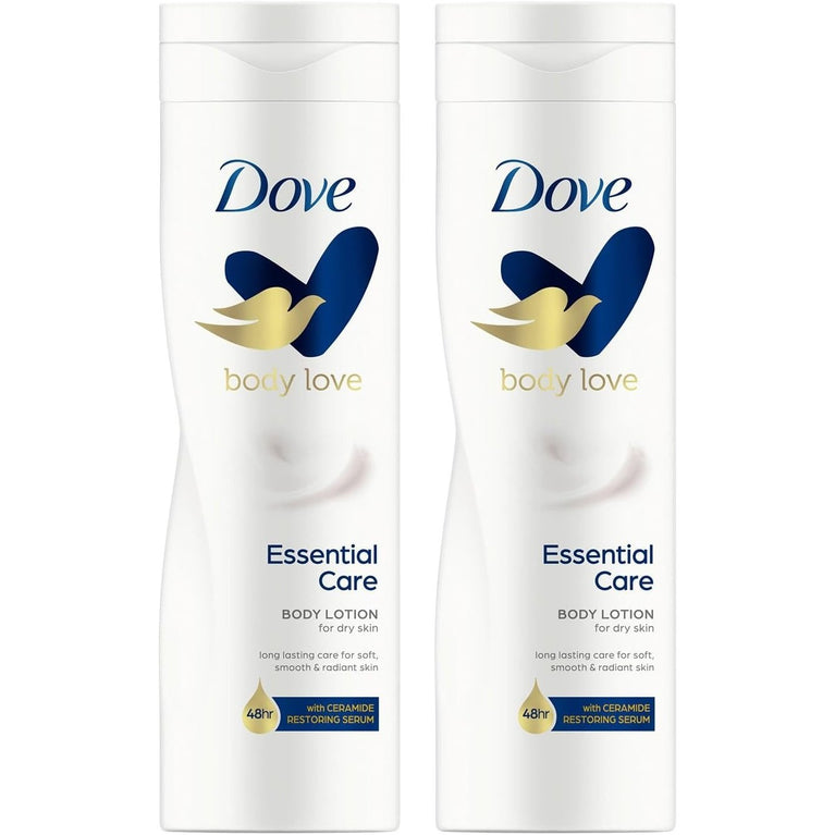 Dove Essential Nourishment Body Lotion for Dry Skin - Pack of 2 (250ml each)