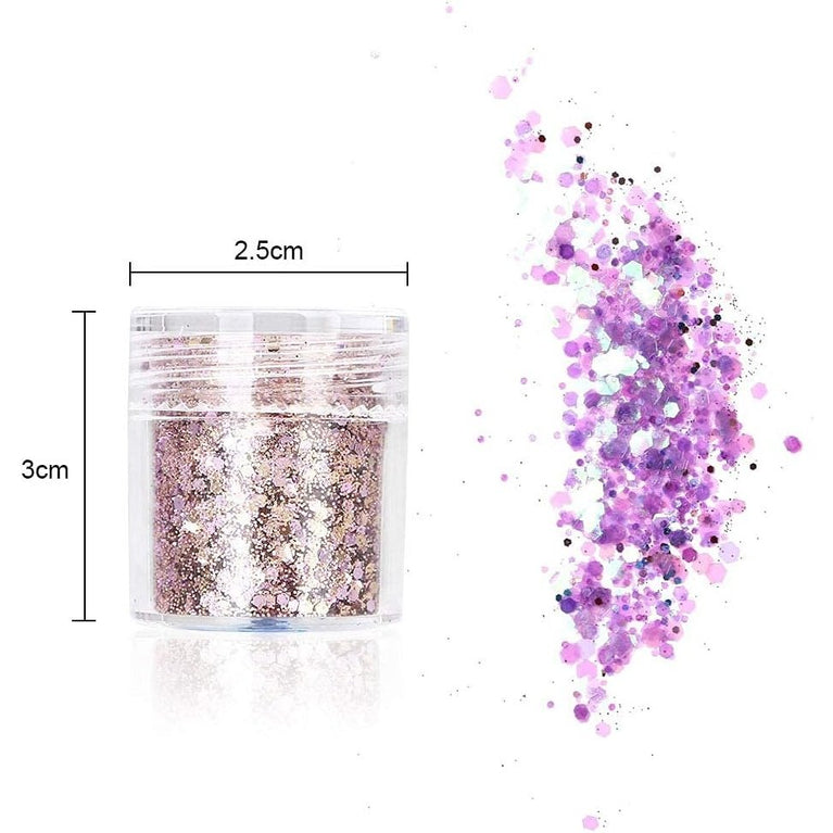 URAQT 16-piece Eco-Friendly Party Glitter Set for Body, Face, and Hair - Perfect for Festivals and Parties