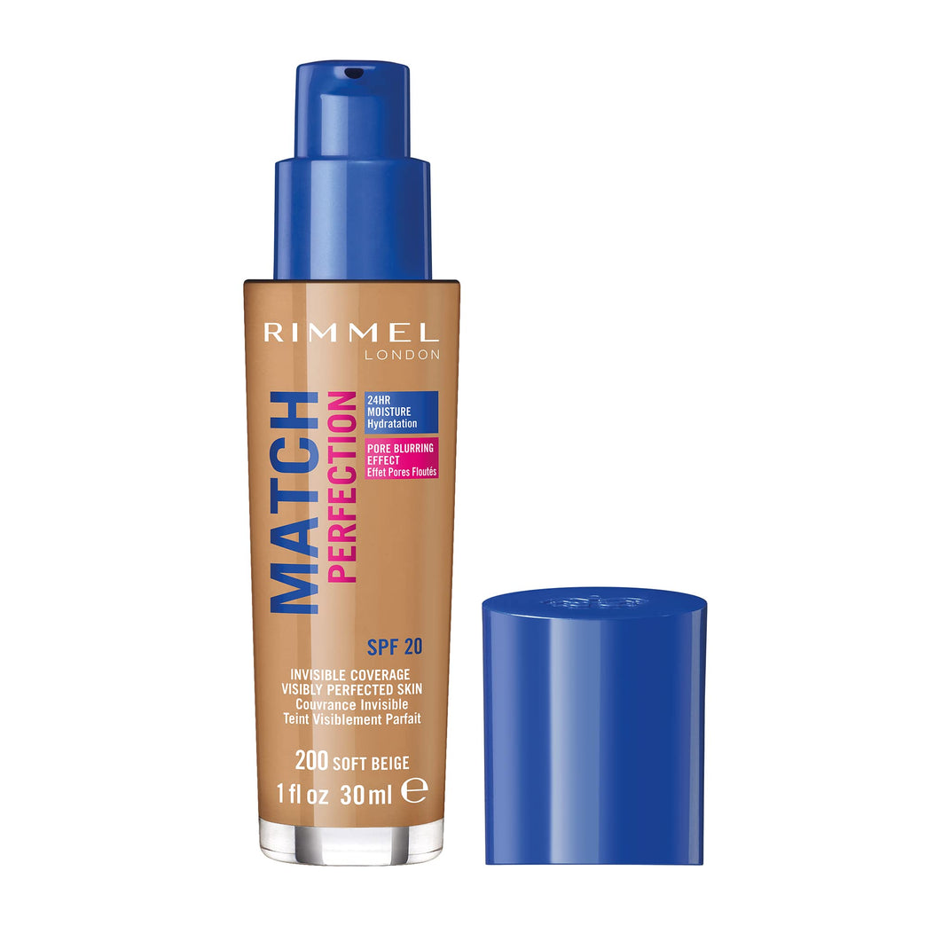 RIMMEL LONDON Flawless Match Perfection Foundation with SPF20 - Soft Beige, 30ml