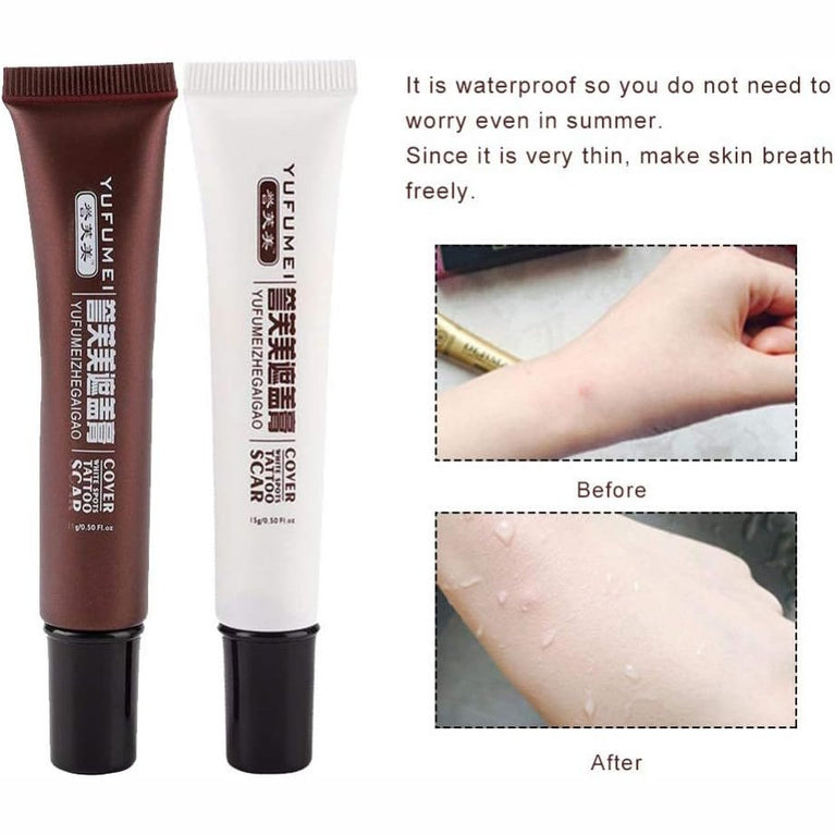 Professional Camouflage Concealer Cream: Waterproof Tattoo and Scar Cover Up Makeup for Skin Blemishes and Birthmarks (Classic Tattoo Concealer)