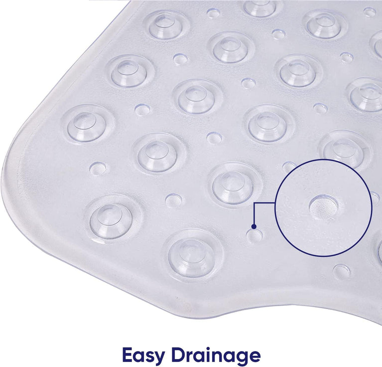 Anti-Slip Long Rubber Bath Mat with Drainage Holes - Easy to Clean and Stylish 70x38cm