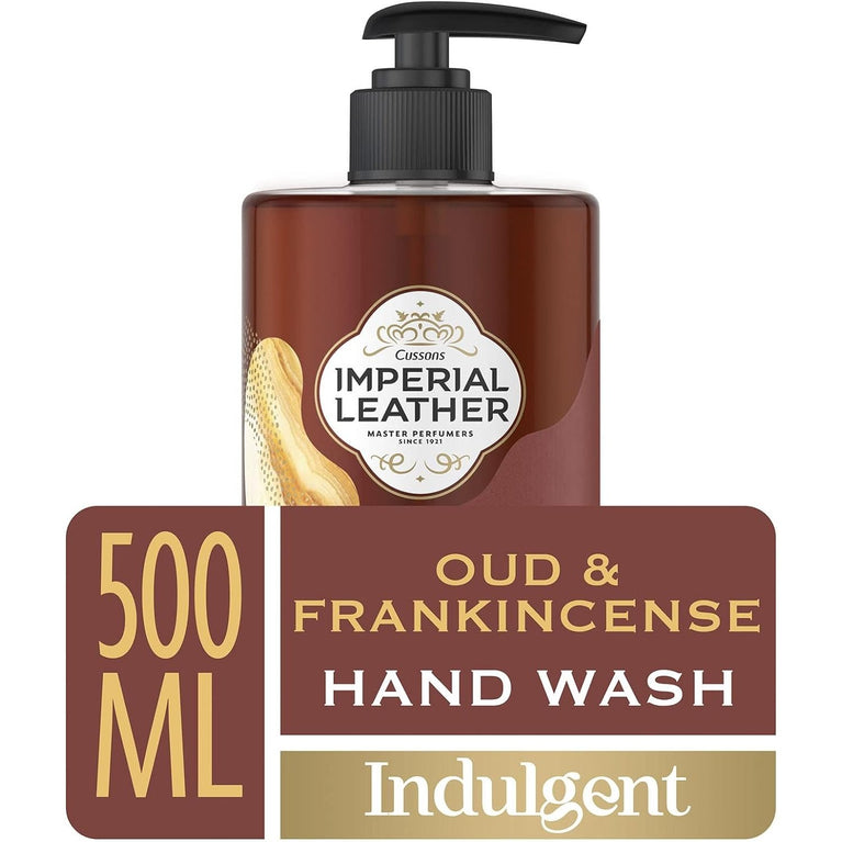 Luxurious Imperial Leather Antibacterial Hand Wash, Oud & Frankincense, Signature Oil Blend, Gentle Skin Care, 6 Pack x 500ml - Bulk Buy