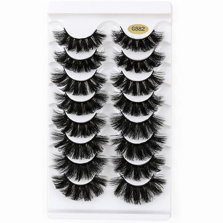 KOKAY Premium Russian Faux Mink Strip Eyelashes, 8 Pair Set, DD Curl, 3D Thick, Soft and Waterproof, Reusable with 15MM Length (K002) - Perfect Gifting Option for All Occasions