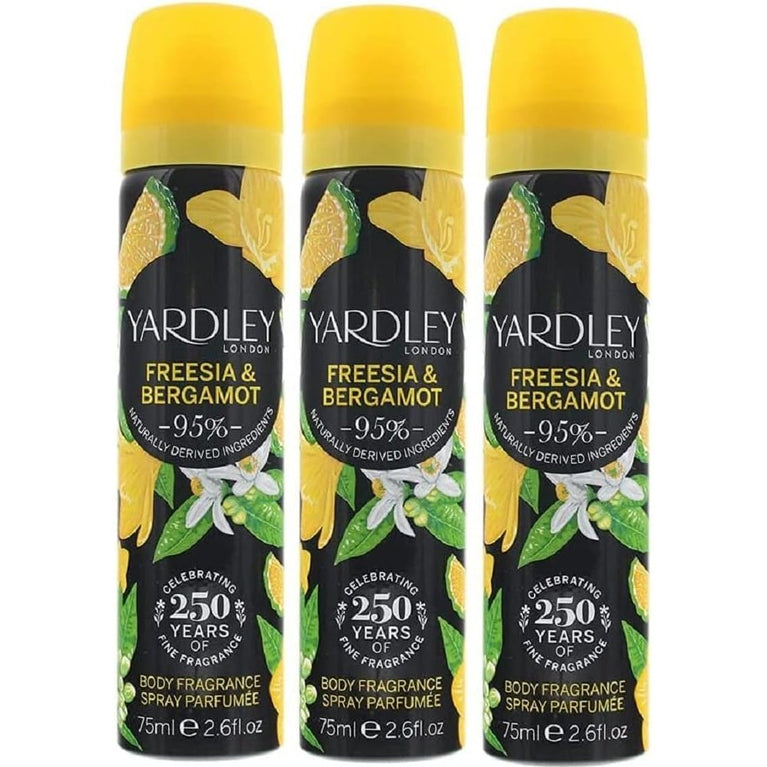 Yardley Freesia Body Spray Deodorant for Women 75ml - Pack of 3