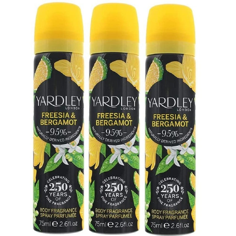 Yardley Freesia Body Spray Deodorant for Women 75ml - Pack of 3