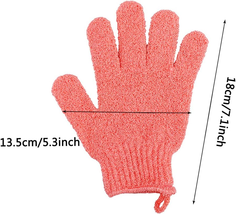 Exfoliating Gloves Set with 8 Pieces, Polyester Wash Mitt for Adults and Kids - Blue, White, Pink, Orange