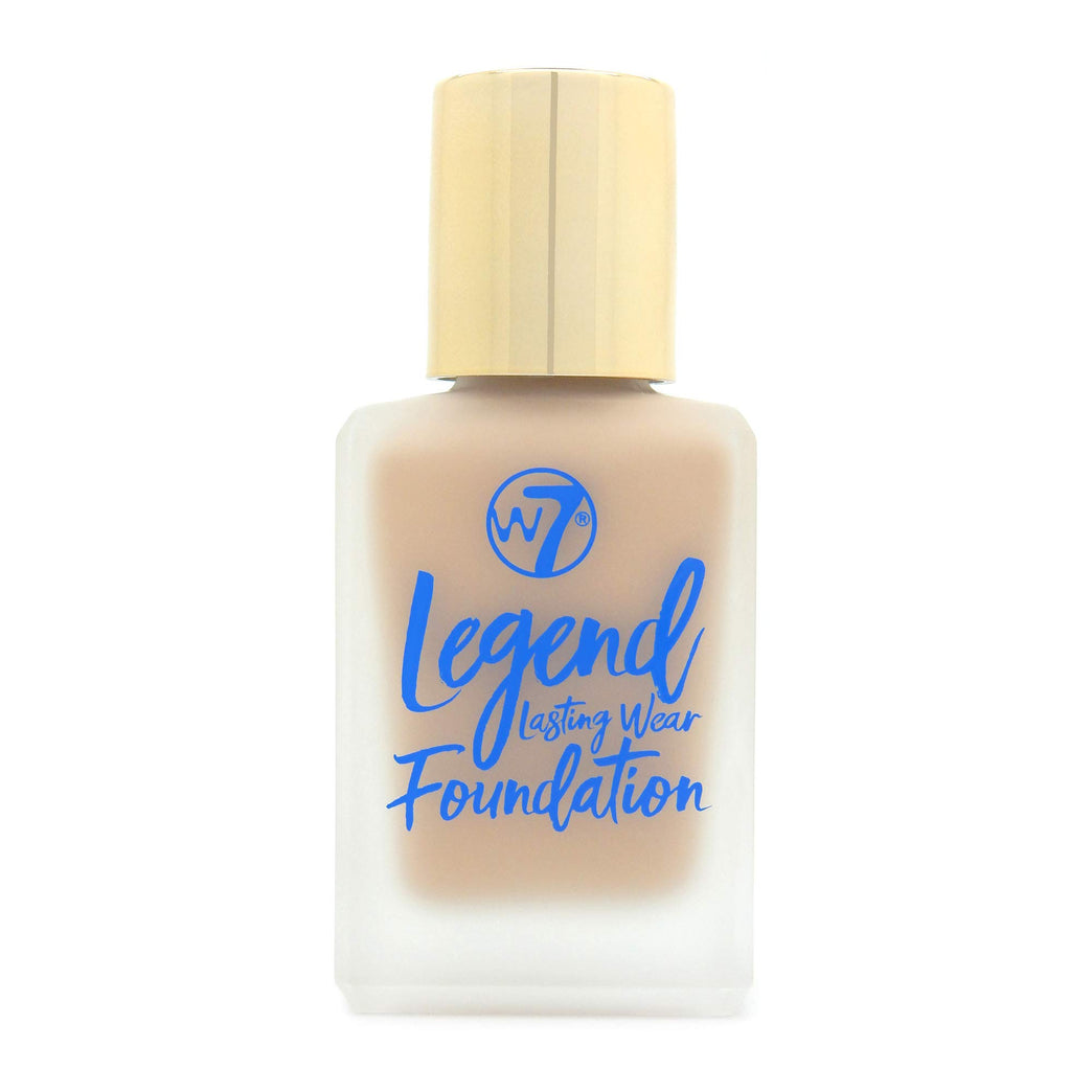 W7 Legend Natural Beige Foundation - Creamy Vegan-Friendly Liquid Makeup for Long-Lasting, Semi-Matte and Poreless Medium Coverage - 28ml