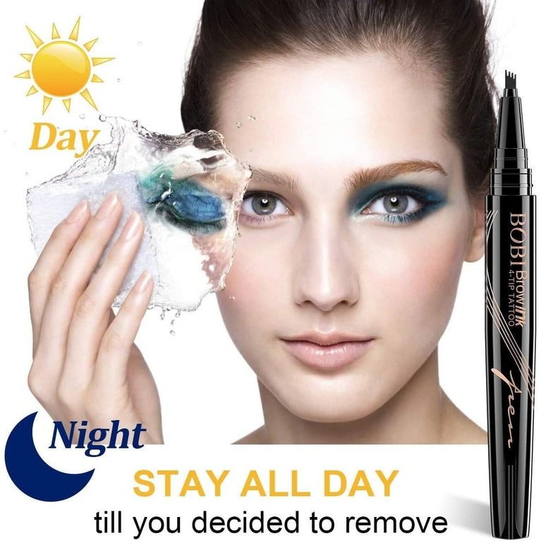 Long-lasting Waterproof and Smudgeproof Fork-Tipped Eyebrow Pencil for Naturally Defined and Full Eyebrows - Dark Brown