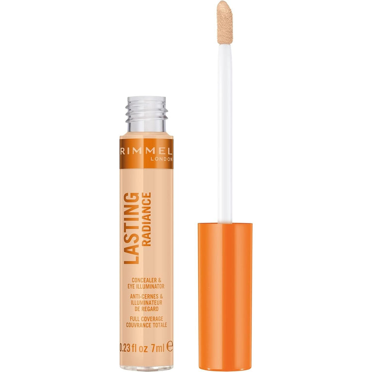 Rimmel Radiant Glow Concealer and Eye Brightener - Full Coverage in 10 Ivory, 7ml