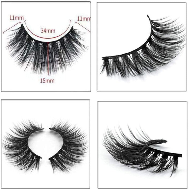 3D Vivid and Shiny Fake Eyelashes Pack - 5 Pairs, Handcrafted False Lashes, Thick Cluster Design, Natural and Soft Reusable Long Lashes for Makeup