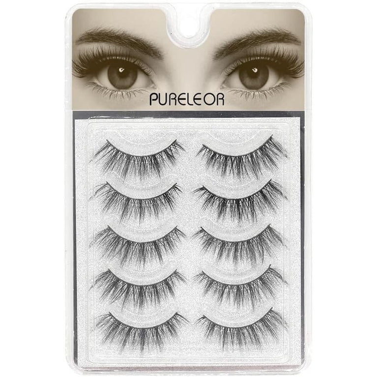 Ultra-Natural 3D Faux Mink Eyelashes - 5 Pairs of Reusable, Soft, Fluffy and Full False Lashes for Everyday Glamour