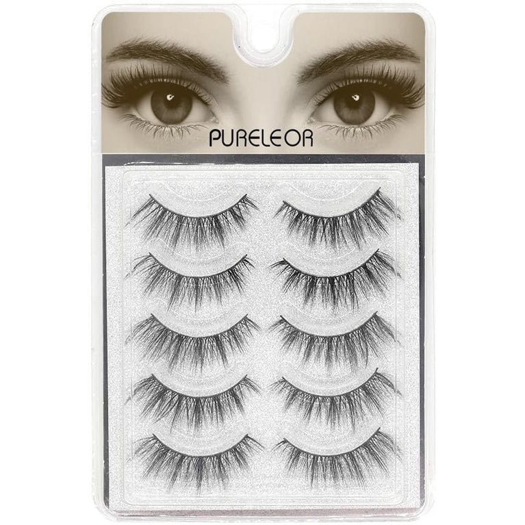 Ultra-Natural 3D Faux Mink Eyelashes - 5 Pairs of Reusable, Soft, Fluffy and Full False Lashes for Everyday Glamour