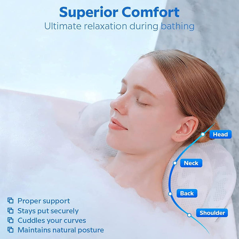 Ultimate Comfort Bath Pillow with 4D Air Mesh Headrest