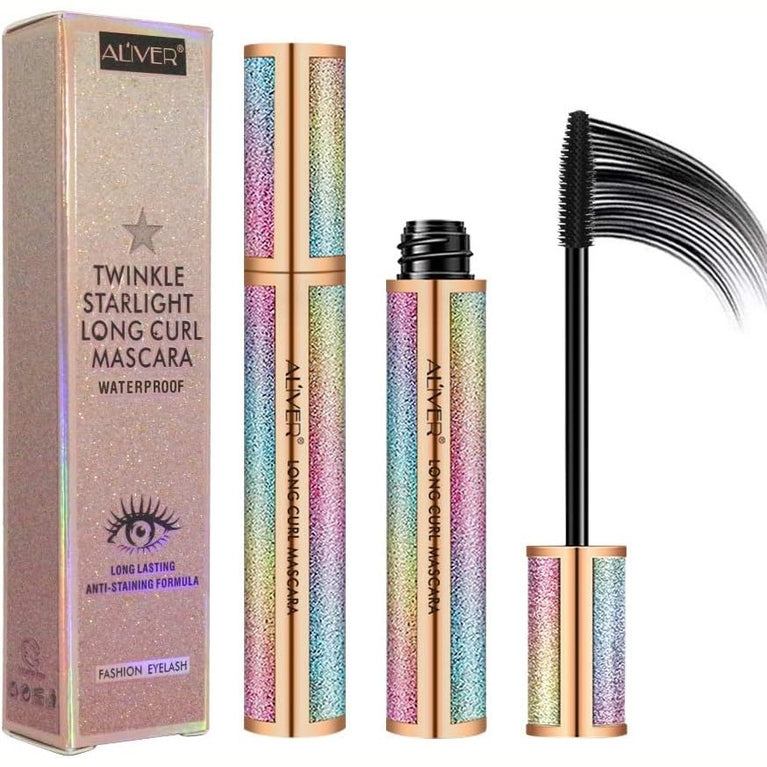 Waterproof 4D Silk Fiber Eyelash Mascara - Extra Volumizing, Long-Lasting, Hypoallergenic, Clump-Free, Natural & Smudge-Proof Black Mascara for Lengthened, Thickened Lashes