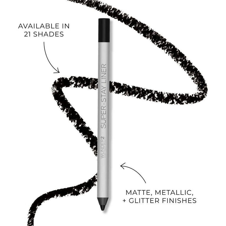 WUNDER2 Essential Black Eyeliner - High-Pigment, Easy-Glide, & Waterproof Pencil Liner with 24-Hour Wear in Essential, Metallic, & Glitter Finishes