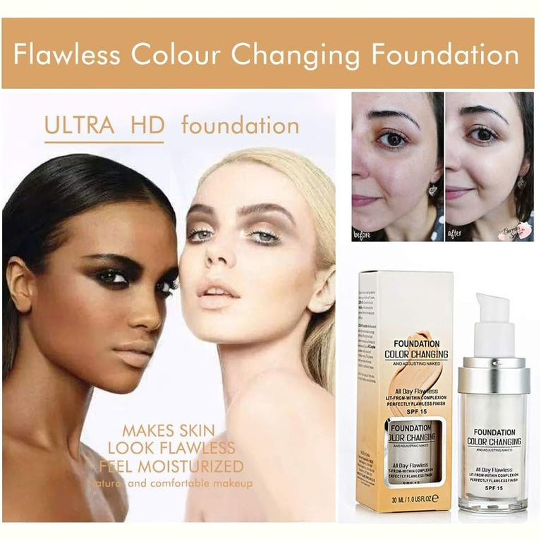 2-in-1 Adaptive Skin Tone Matching Foundation with Moisturizing Benefits and SPF Protection - Duo Pack