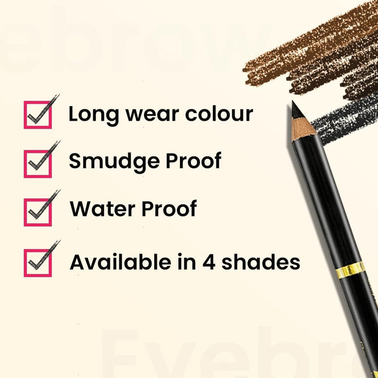 Everlasting Beauty Waterproof Eyebrow Definer Pencil with Matte Finish - 402 Dark Brown with Sharpener Included