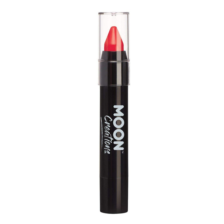 Moon Creations Ultimate Face Painting Crayon Stick in Red | Kids & Adults | 3.2g | Sweat & Water Resistant | UK Made, Cruelty Free | Ideal for Parties, Festivals, Halloween, Fancy Dress