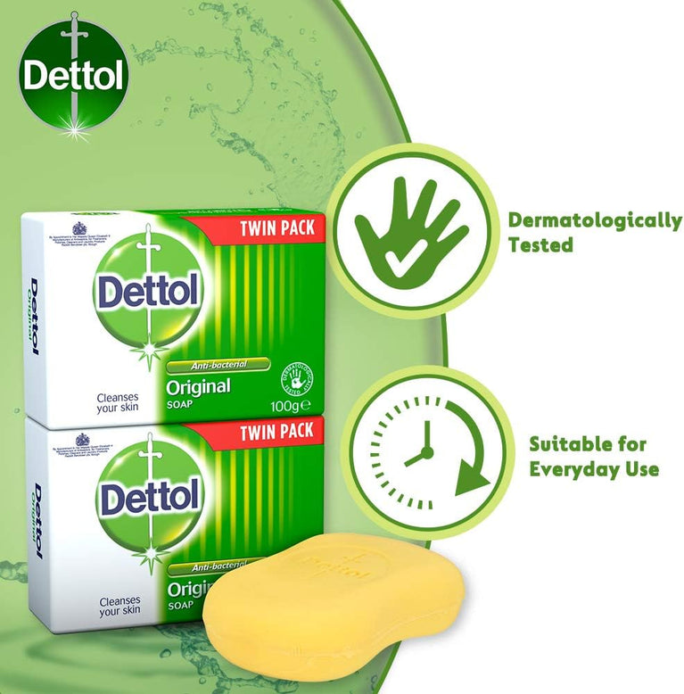 Dettol Original Bar Soap, 2 Bars (200g each)