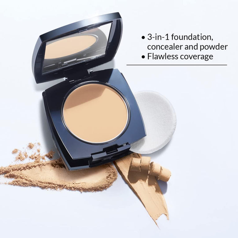 Avon True Blue IQ 3-in-1 Flawless Cream To Powder Compact in Warm Ivory - Conceal, Even, Set