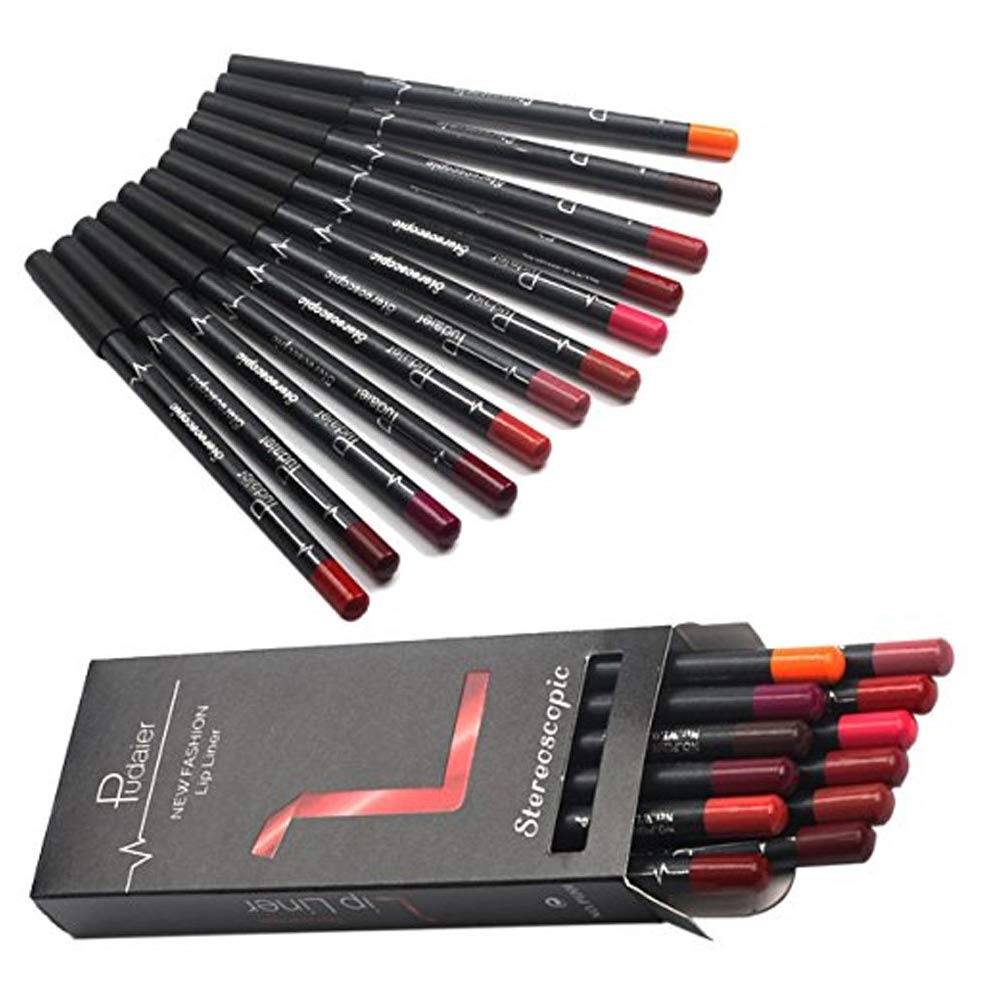 TEEROVA Waterproof Matte Lip Liner Set - 12 Versatile Colors for Long-Lasting, Exquisite Lip Contour