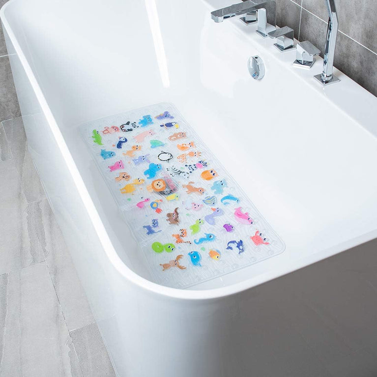 Large Cartoon Non-Slip Bathroom Bathtub Mat with Sea Fish Design