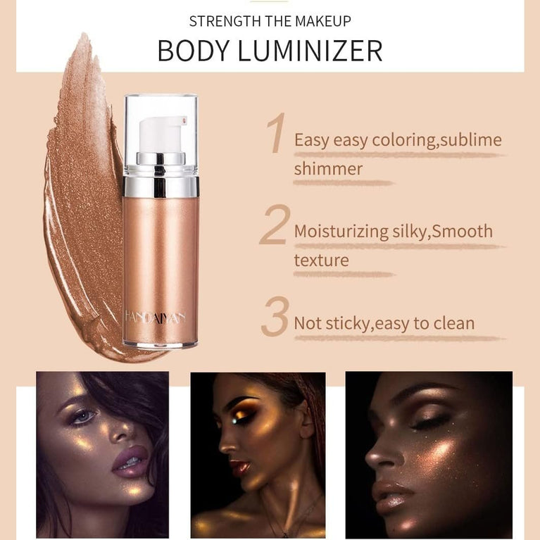 Glowing Radiance Body Luminizer: Moisturizing Shimmer Cream for Face & Body, All Skin Types, Long-lasting, Transfer-Resistant, Bronzer Highlighter in #03 Bronze Gold