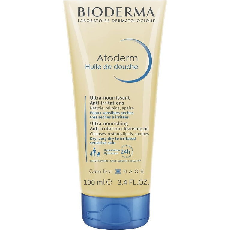 Bioderma Atoderm Ultra Nourishing Anti-Irritation Shower Oil 100ml (Pack of 1) - 24-Hour Hydration and Comfort