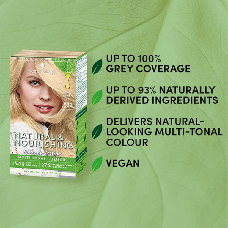 Natural & Nourishing Extra Light Blonde Hair Dye by Schwarzkopf featuring Vegan ingredients and cold-pressed oil for nourishment