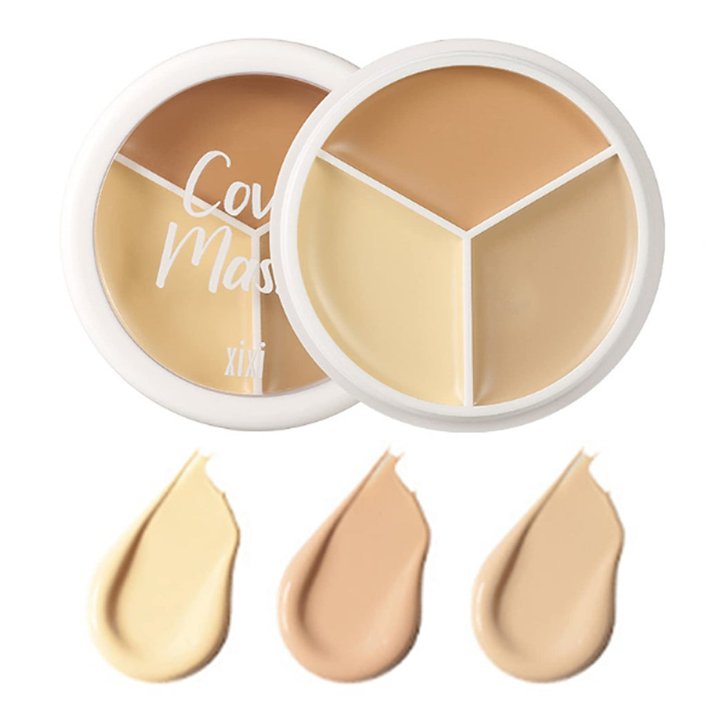 Portable Full-Coverage 3-in-1 Cream Concealer & Contour Palette for Perfect Complexion