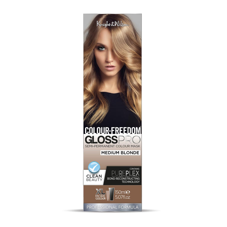 Colour-Freedom Gloss Pro 150ml Medium Blonde Semi-Permanent Hair Colour. Ultra-Shine Vegan Hair Colour Mask with PurePlex | Ammonia Free Colour Lasts Up To 6-10 Washes