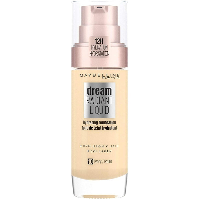 Ivory Radiance: Lightweight, Medium Coverage Hydrating Foundation with Hyaluronic Acid and Collagen - 12 Hour Moisture Boost