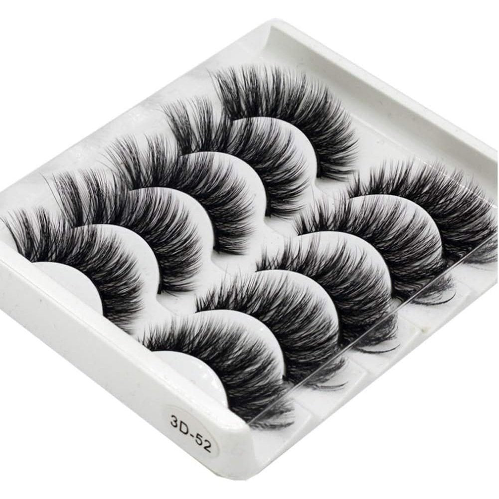 Elocoise Handmade 3D Faux Eyelashes, 5 Pair Set, Long and Reusable, Ideal for Eye Makeup and Various Occasions - 3D-52